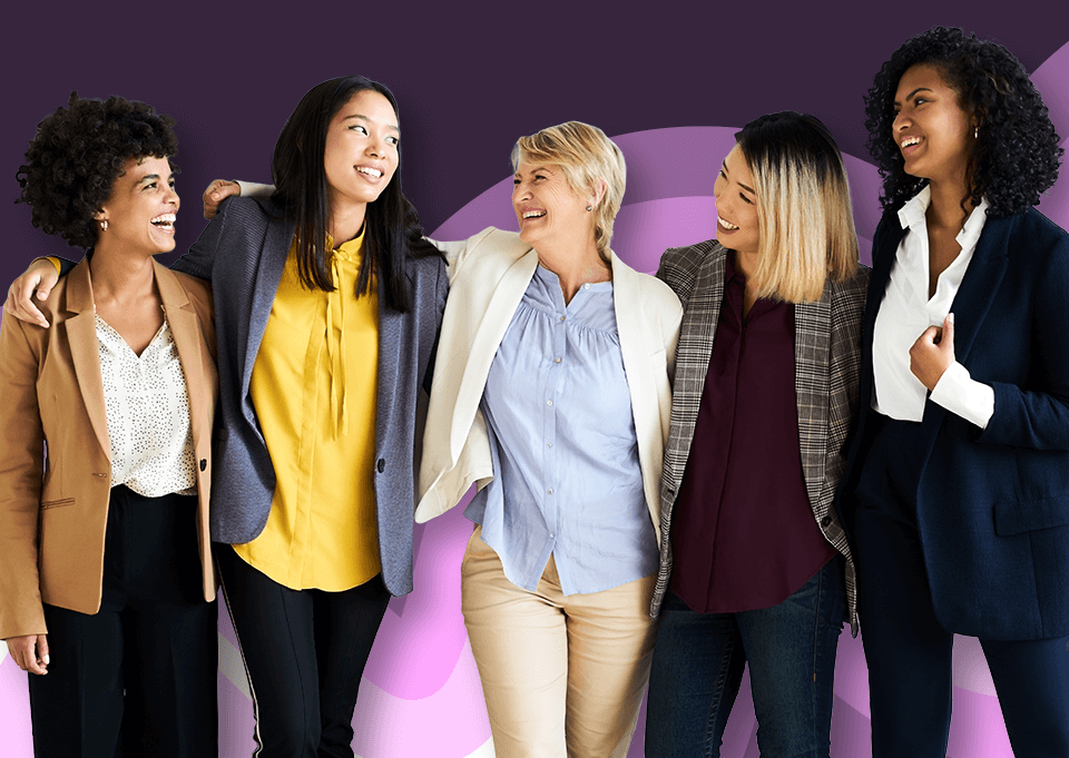 Diverse group of women smiling