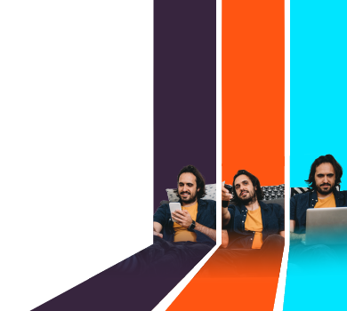 Same man pictured three times with different technology in his hands