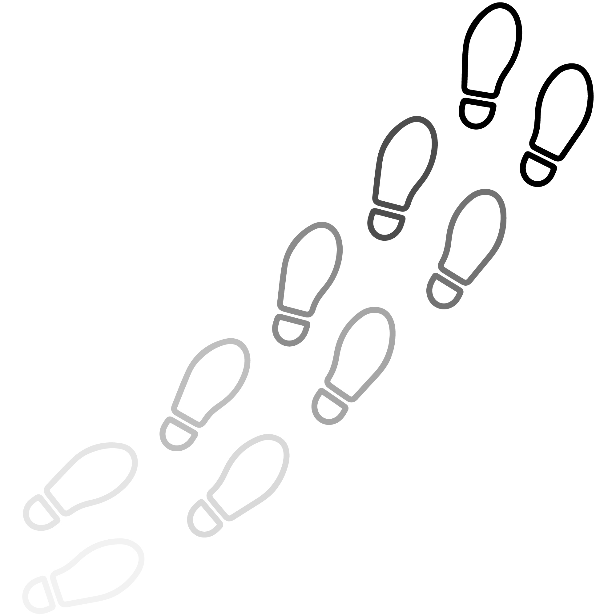 Image of footprints displaying longitudinal identifiers.