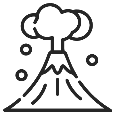 Icon image of a volcano.