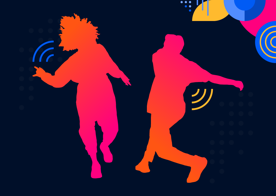 Image of male and female silhouettes dancing.