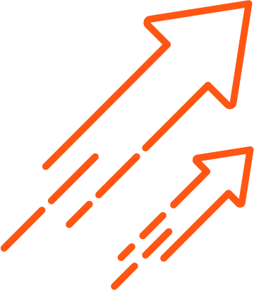 Icon image of arrows representing going faster.