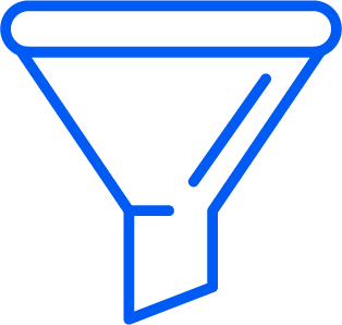 Icon image of a funnel representing full-funnel measurement.