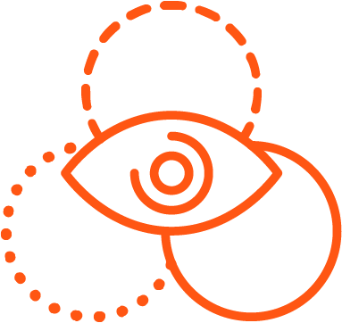 Icon image of an eye on top of circles in various designs representing revisions.