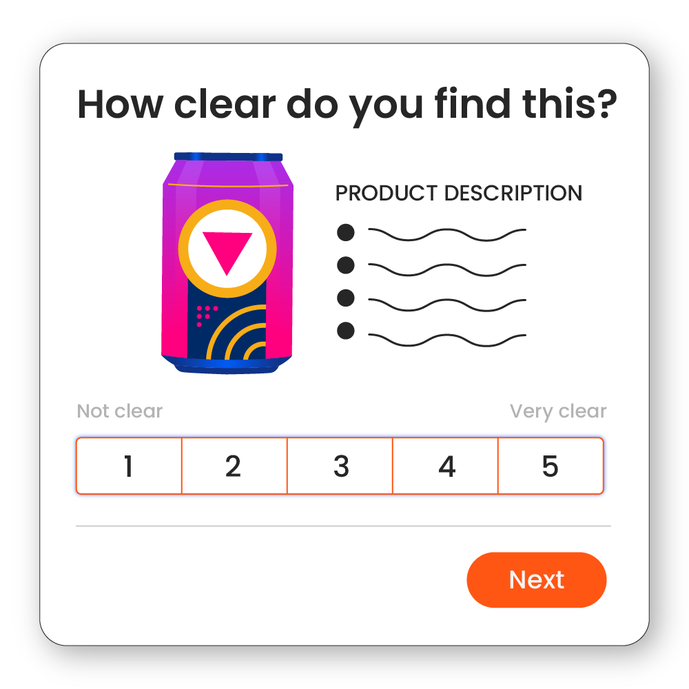 Image of a question in a step in the concept testing product asking about clarity.