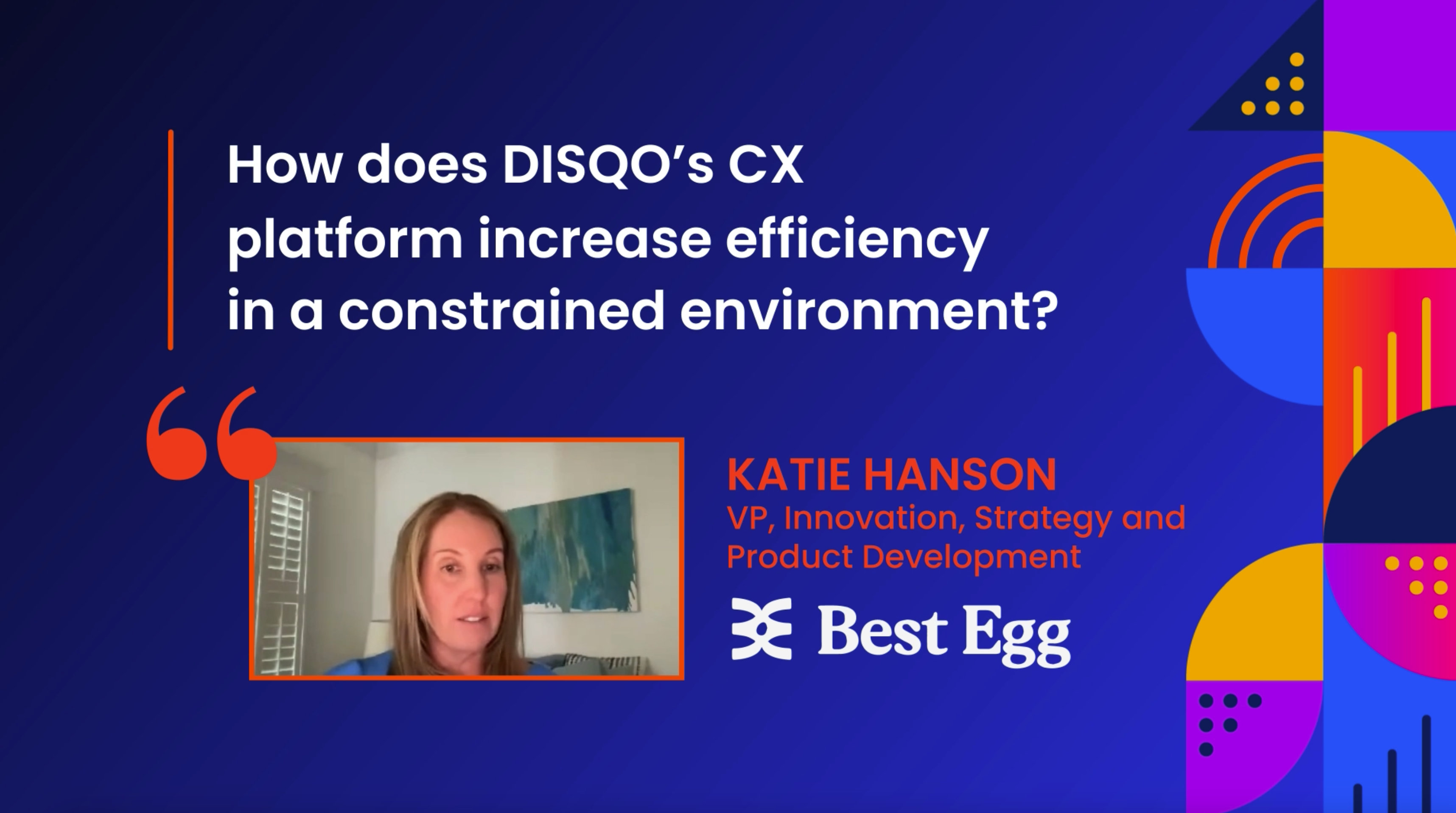 Image of a still from the Best Egg client video with Katie Hanson.