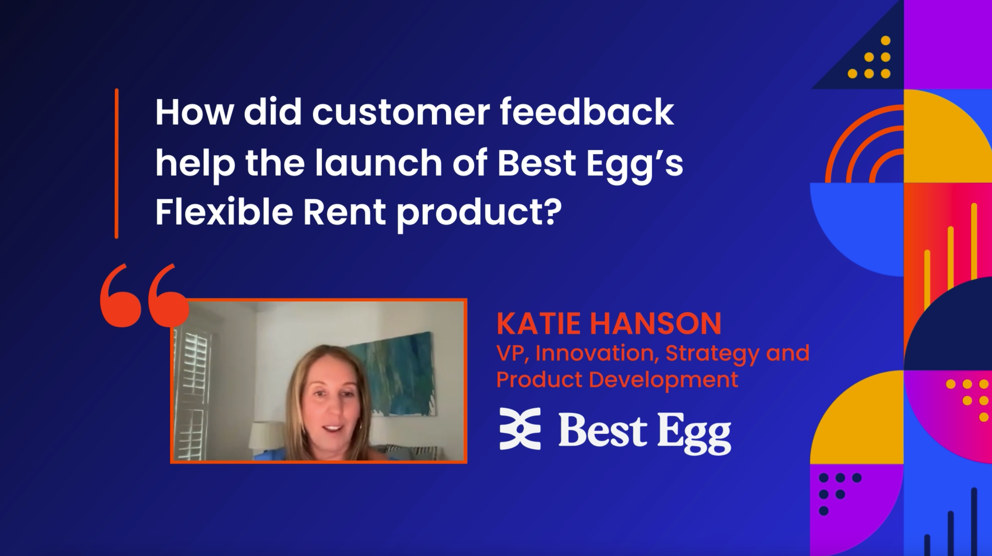 Image of a still from the Best Egg client video with Katie Hanson.