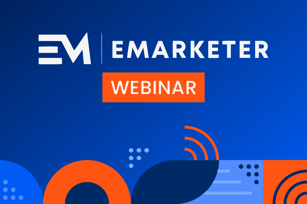 Image of orange and blue graphics representing data for our Ad Effectiveness Measurement webinar with EMARKETER.